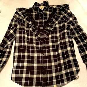 Kate Spade Flannel shirt with ruffle details